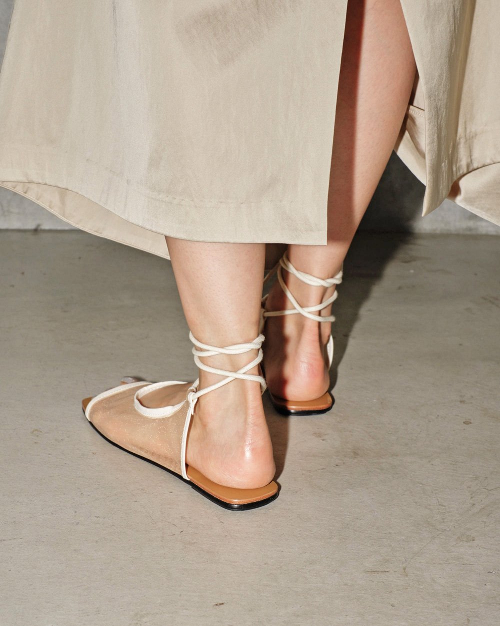 TODAYFULLaceup Mesh Sandals レースメッシュサンダル