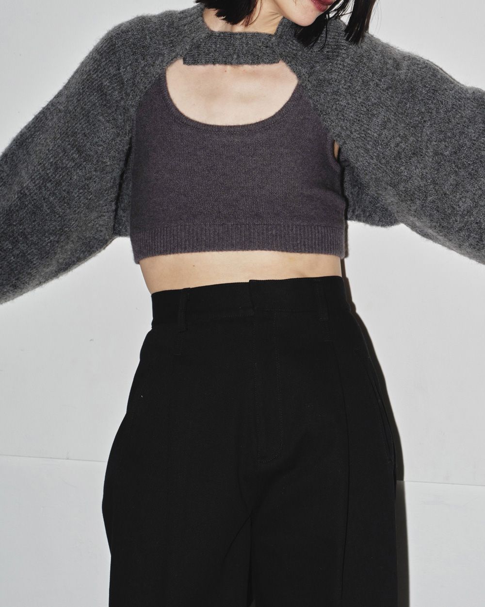 トップス Todayful raccoon knit bustier GRY todayful Raccoon Knit Bustier