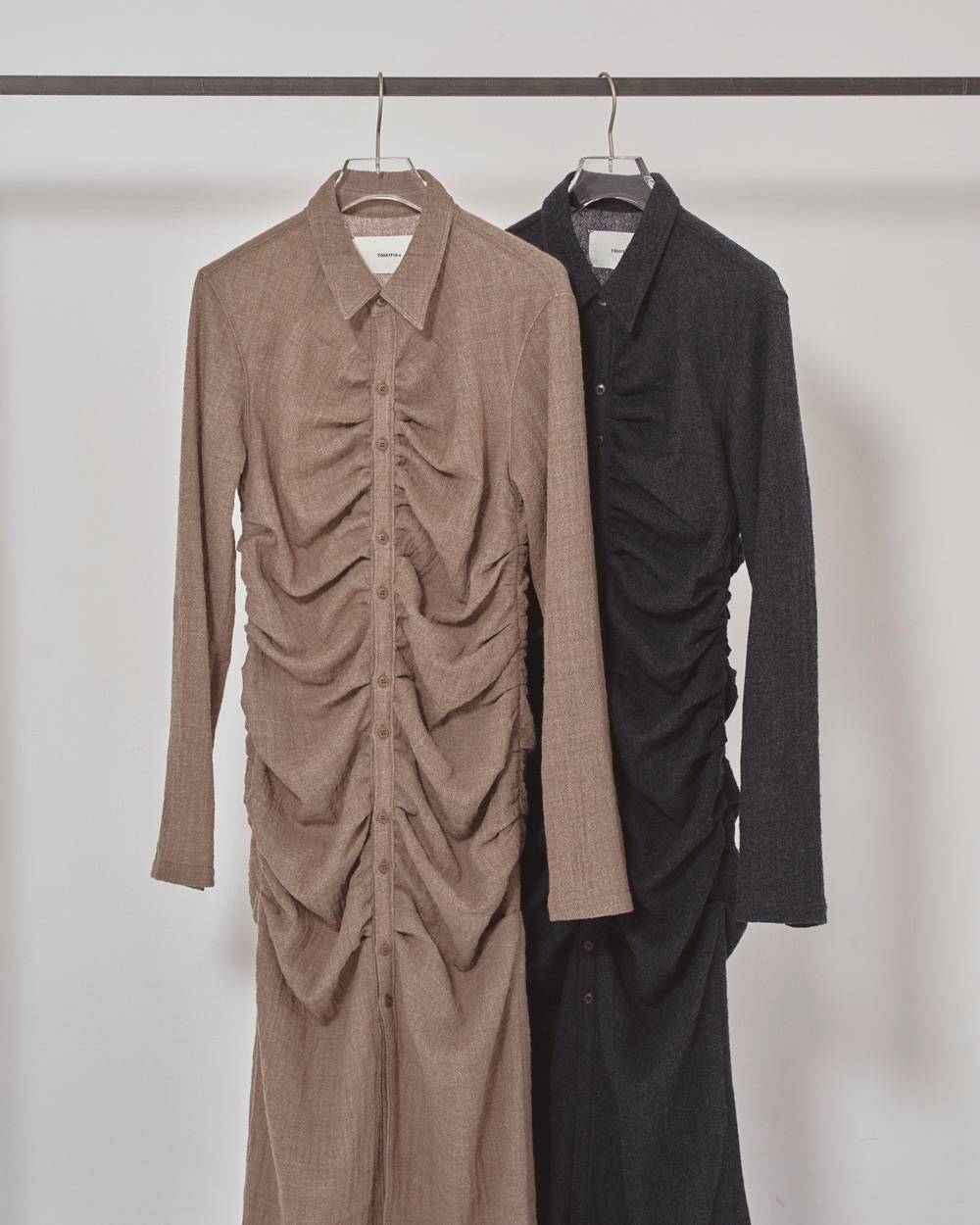 Wool Gather Shirtsdress Wool Gather Shirtsdress,ウールギャザーシャツドレス,12520314,ウールシャツドレス,シャツドレス,ギャザードレス,ウールドレス,ワンピース,ロングドレス,todayful,トゥデイフル,lifes,ライフズ,25aw,吉田怜香