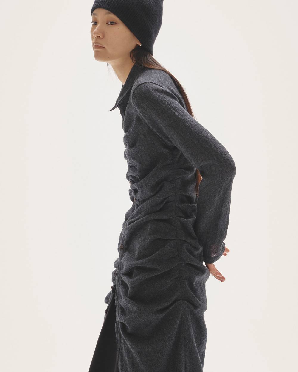 Wool Gather Shirtsdress Wool Gather Shirtsdress,ウールギャザーシャツドレス,12520314,ウールシャツドレス,シャツドレス,ギャザードレス,ウールドレス,ワンピース,ロングドレス,todayful,トゥデイフル,lifes,ライフズ,25aw,吉田怜香