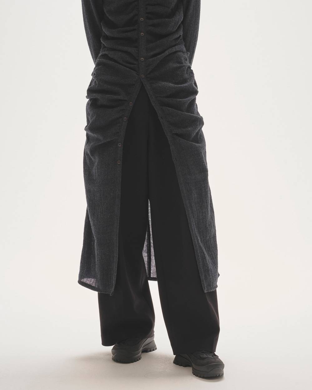 Wool Gather Shirtsdress Wool Gather Shirtsdress,ウールギャザーシャツドレス,12520314,ウールシャツドレス,シャツドレス,ギャザードレス,ウールドレス,ワンピース,ロングドレス,todayful,トゥデイフル,lifes,ライフズ,25aw,吉田怜香