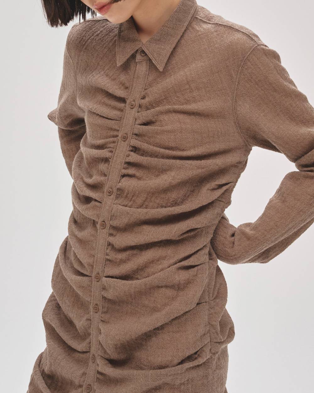 Wool Gather Shirtsdress Wool Gather Shirtsdress,ウールギャザーシャツドレス,12520314,ウールシャツドレス,シャツドレス,ギャザードレス,ウールドレス,ワンピース,ロングドレス,todayful,トゥデイフル,lifes,ライフズ,25aw,吉田怜香