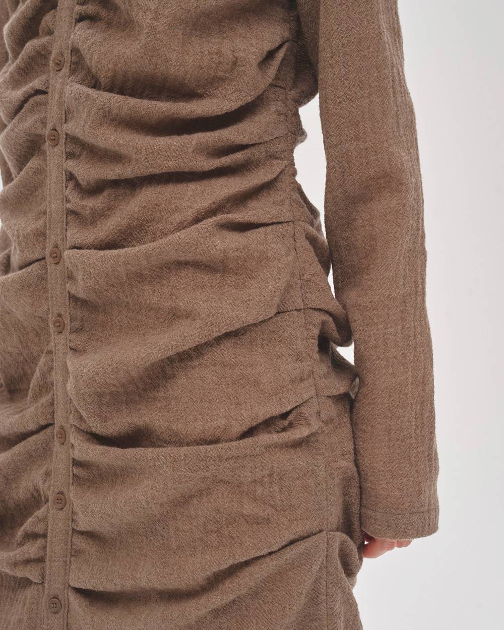 Wool Gather Shirtsdress Wool Gather Shirtsdress,ウールギャザーシャツドレス,12520314,ウールシャツドレス,シャツドレス,ギャザードレス,ウールドレス,ワンピース,ロングドレス,todayful,トゥデイフル,lifes,ライフズ,25aw,吉田怜香