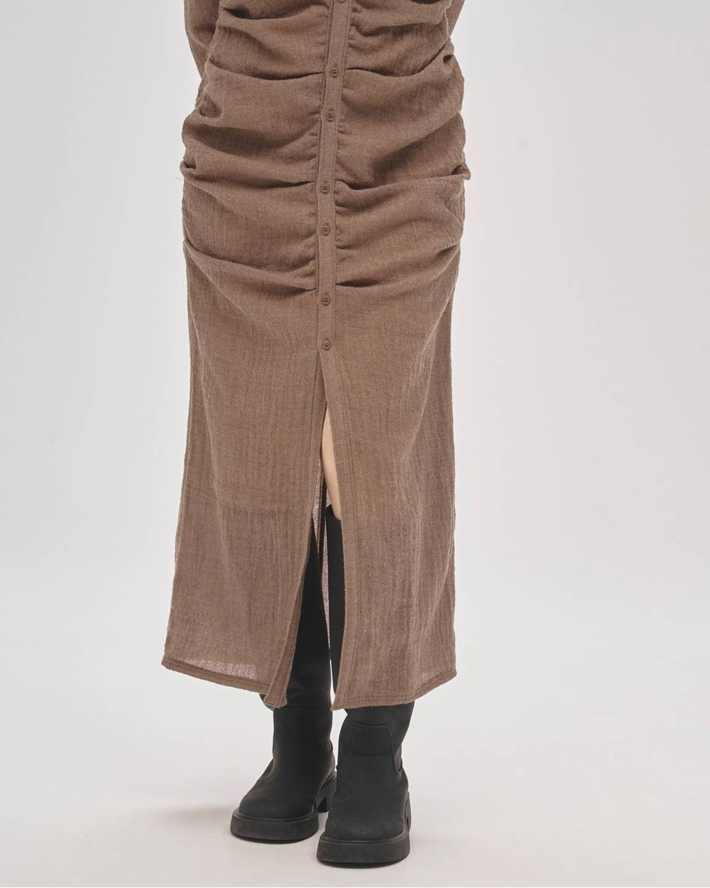 Wool Gather Shirtsdress Wool Gather Shirtsdress,ウールギャザーシャツドレス,12520314,ウールシャツドレス,シャツドレス,ギャザードレス,ウールドレス,ワンピース,ロングドレス,todayful,トゥデイフル,lifes,ライフズ,25aw,吉田怜香