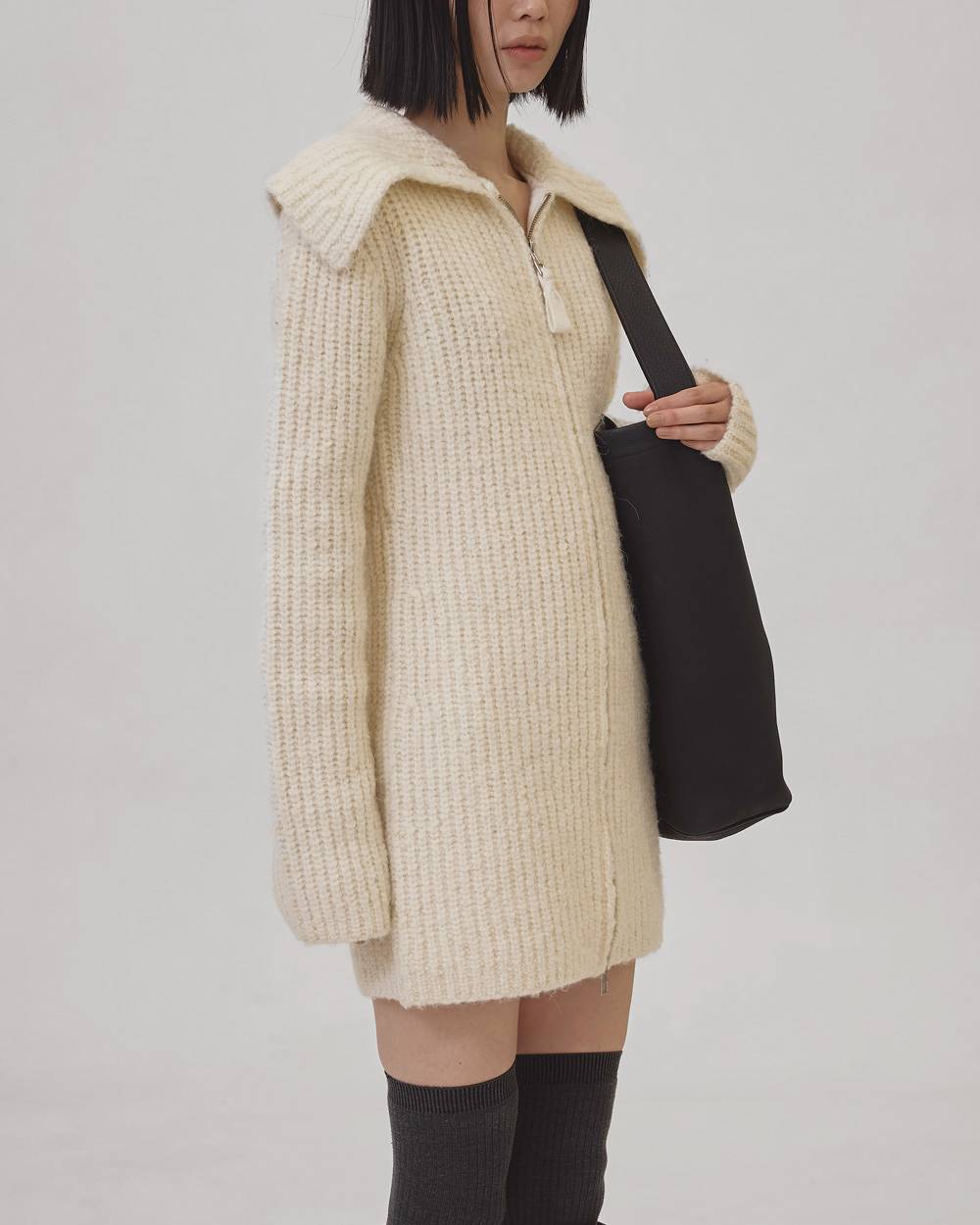 Square Collar Cardigan Square Collar Cardigan,スクエアカラーカーディガン,12520316,ワンピース,ドレス,ニットワンピース,ニットワンピ,カーディガン,ニット,todayful,トゥデイフル,lifes,吉田怜香,25aw,25winter