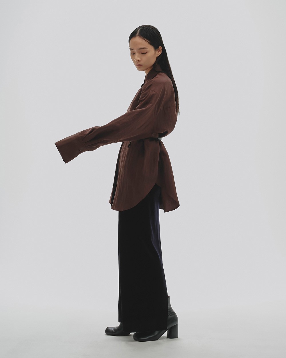 todayfulオリーブグリーンとホワイトの編み物シャツ dark-green-cotton-silk-linen-