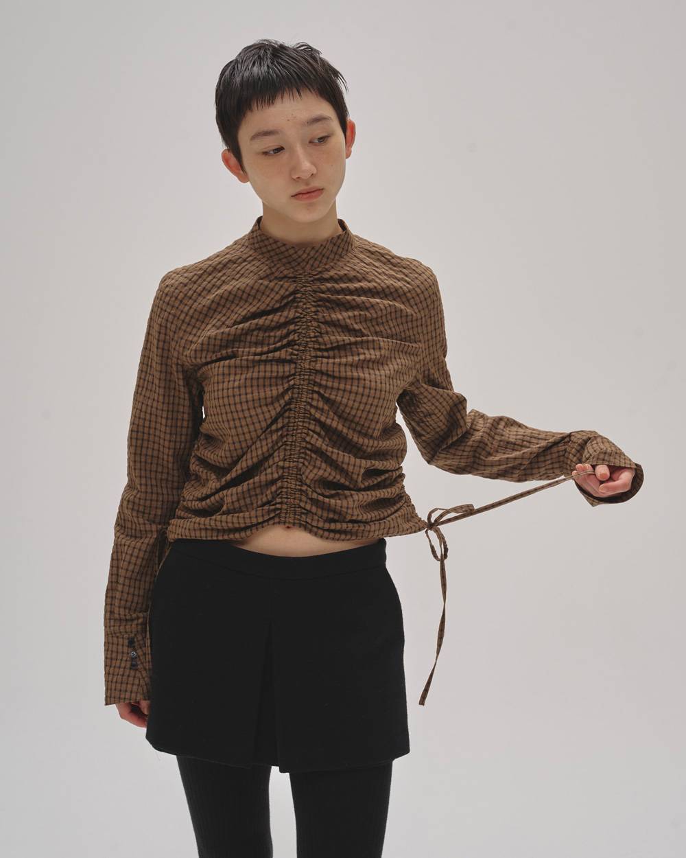 Checkgather Compact Blouse Checkgather Compact Blouse,チェックギャザーコンパクトブラウス,12520419,ブラウス,ギャザーブラウス,チェックブラウス,コンパクトブラウス,トップス,todayful,トゥデイフル,lifes,ライフズ,25aw,吉田怜香