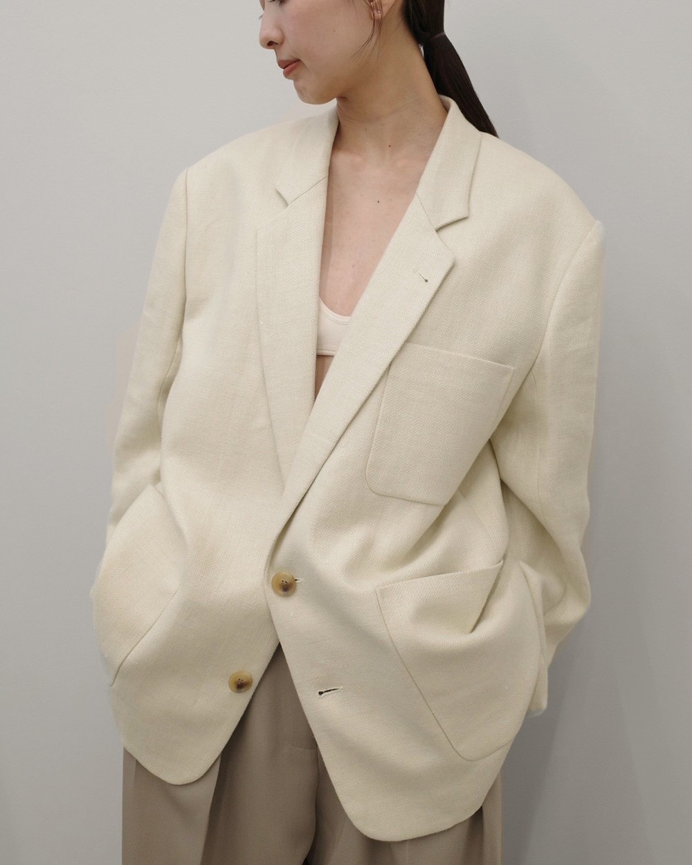 todayful boyfriend linen jacket 36 ベージュ TODAYFUL(トゥデイフル) / Life's online store(ライフズ