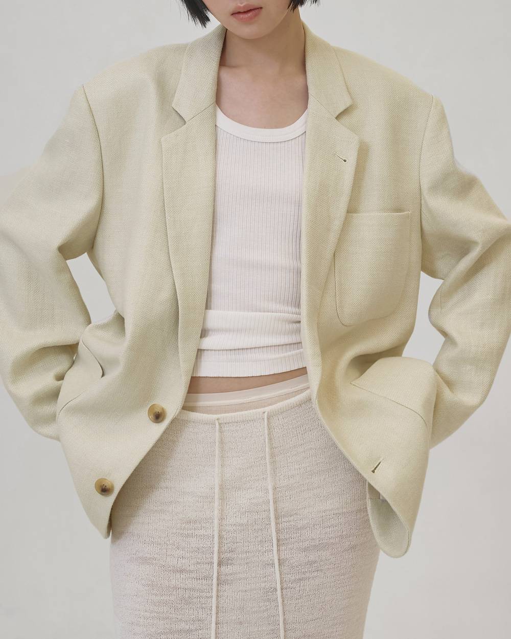 Boyfriend Linen Jacket Boyfriend Linen Jacket,ボーイフレンドリネンジャケット,12610107,ボーイフレンドジャケット,リネンジャケット,ジャケット,アウター,todayful,トゥデイフル,lifes,吉田怜香,26ss