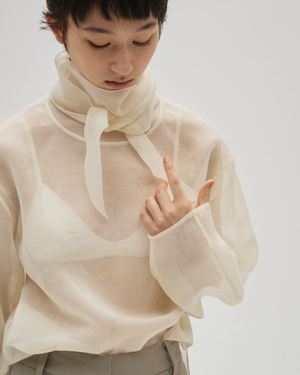 Sheer Tie Blouse Sheer Tie Blouse,シアータイブラウス,12610415,ブラウス,タイブラウス,シアートップ,ブラウス,トップス,todayful,トゥデイフル,lifes,吉田怜香,26ss