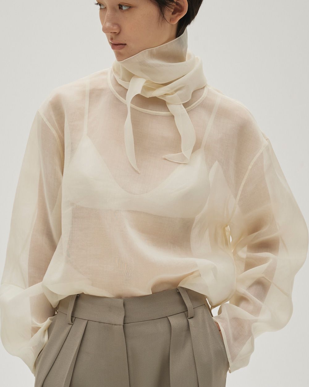 Sheer Tie Blouse Sheer Tie Blouse,シアータイブラウス,12610415,ブラウス,タイブラウス,シアートップ,ブラウス,トップス,todayful,トゥデイフル,lifes,吉田怜香,26ss