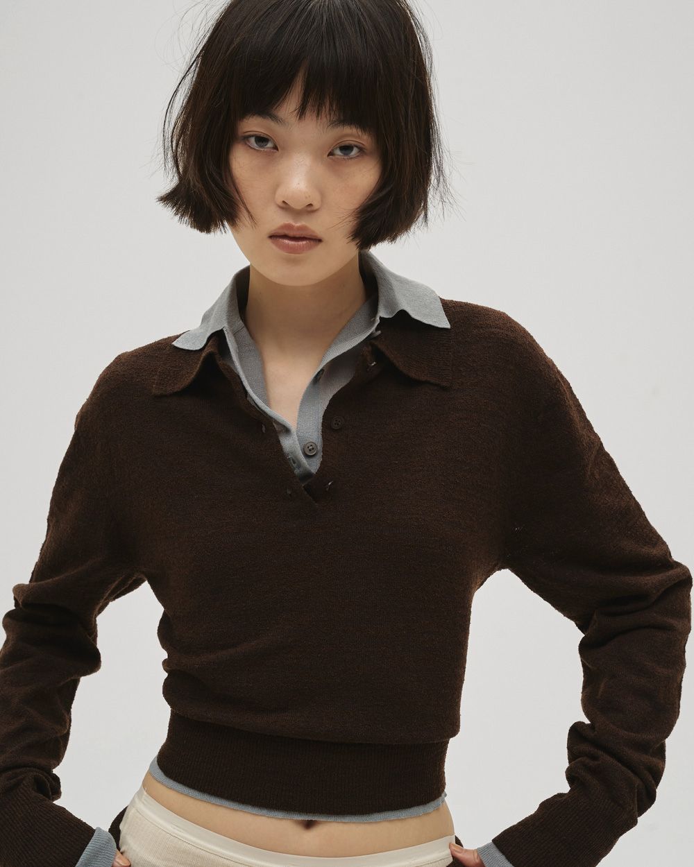 Layered  Polo Knit Layered  Polo Knit,レイヤードポロニット,12610508,レイヤードトップ,レイヤードニット,ニットトップス,ポロニット,todayful,トゥデイフル,lifes,吉田怜香,26ss