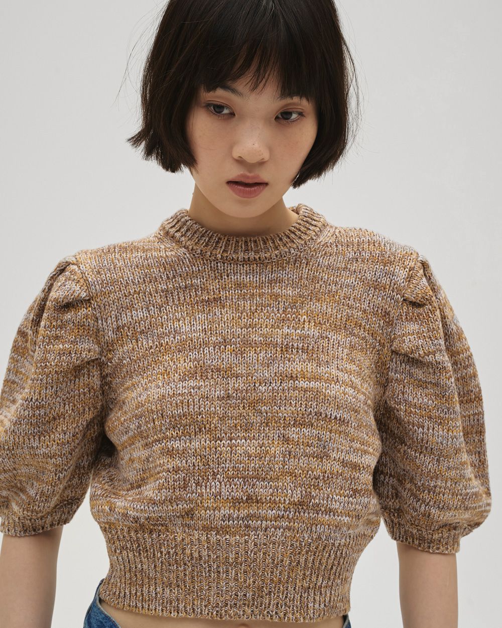 Puffsleeve Mix Knit Puffsleeve Mix Knit,パフスリーブミックスニット,12610509,パフスリーブニット,ミックスニット,ニット,ニットトップス,todayful,トゥデイフル,lifes,吉田怜香,26ss
