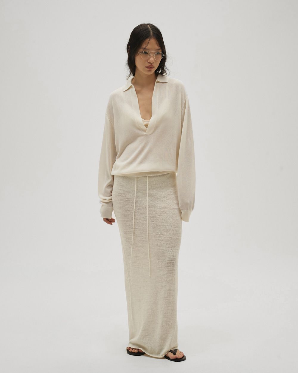 Silky Skipper Knit Silky Skipper Knit,シルキースキッパーニット,12610511,シルキーニット,スキッパーニット,ニットトップス,トップス,ニット,todayful,トゥデイフル,lifes,吉田怜香,26ss