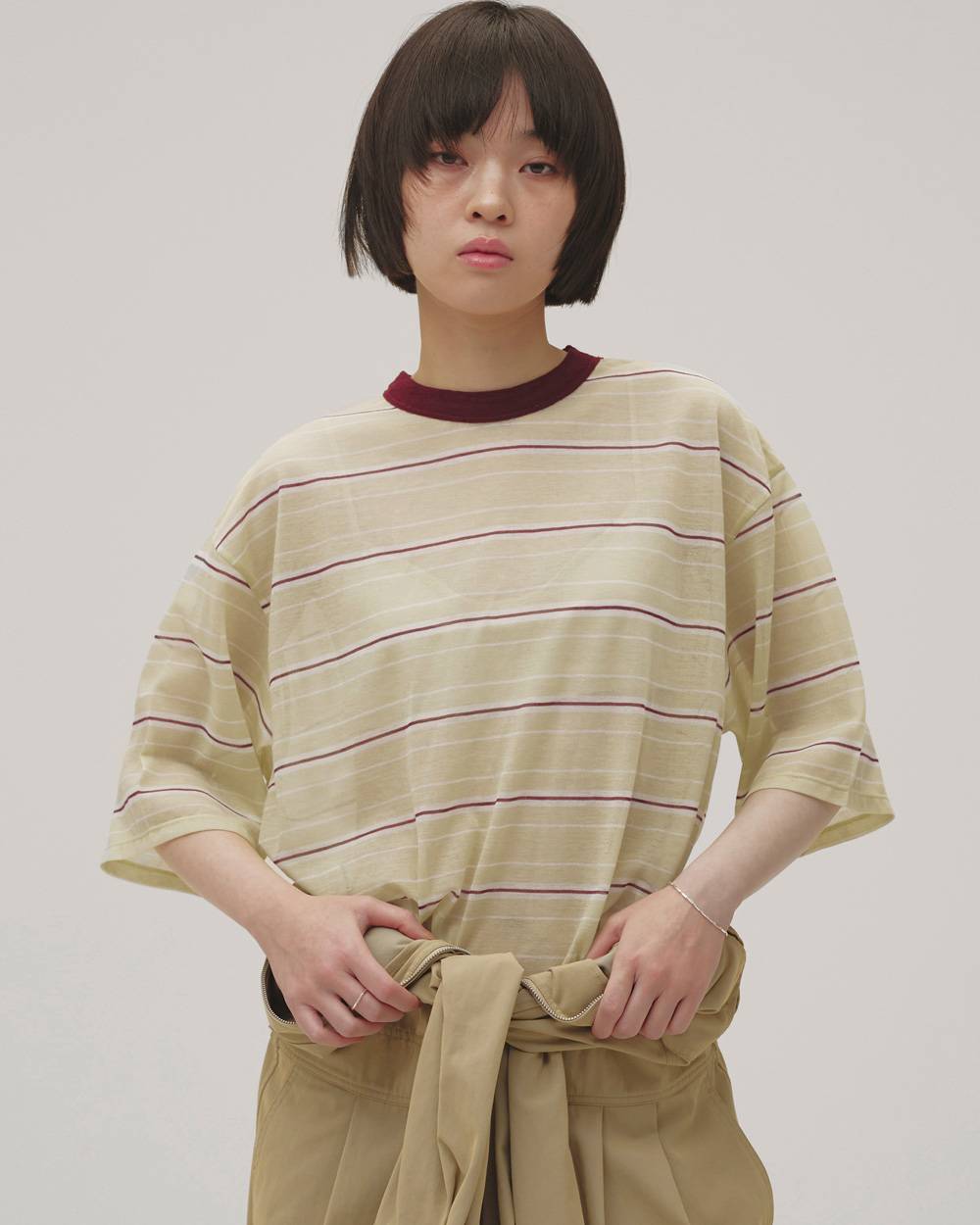 Sheer Border T-shirt Sheer Border T-shirt,シアーボーダーTシャツ,12610629,シアートップ,ボーダーTシャツ,シザーtシャツ,トップス,Tシャツ,ビッグTシャツ,todayful,トゥデイフル,lifes,吉田怜香,26aw