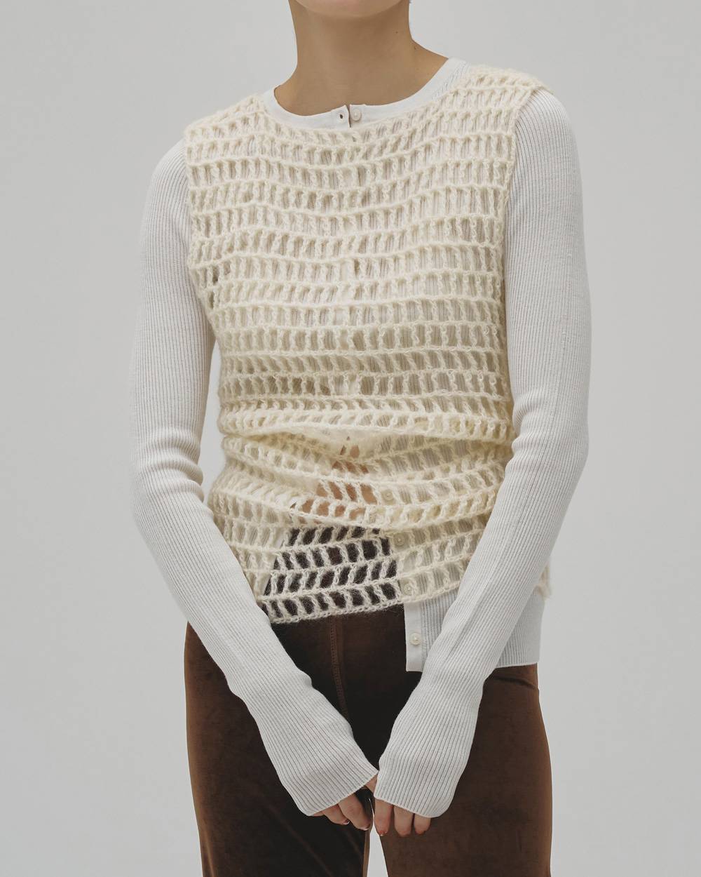 Silkwool Knit Cardigan Silkwool Knit Cardigan,シルクウールニットカーディガン,12620501,シルクウール,カーディガン,ニット,レース,トップス,todayful,トゥデイフル,lifes,吉田怜香,26aw