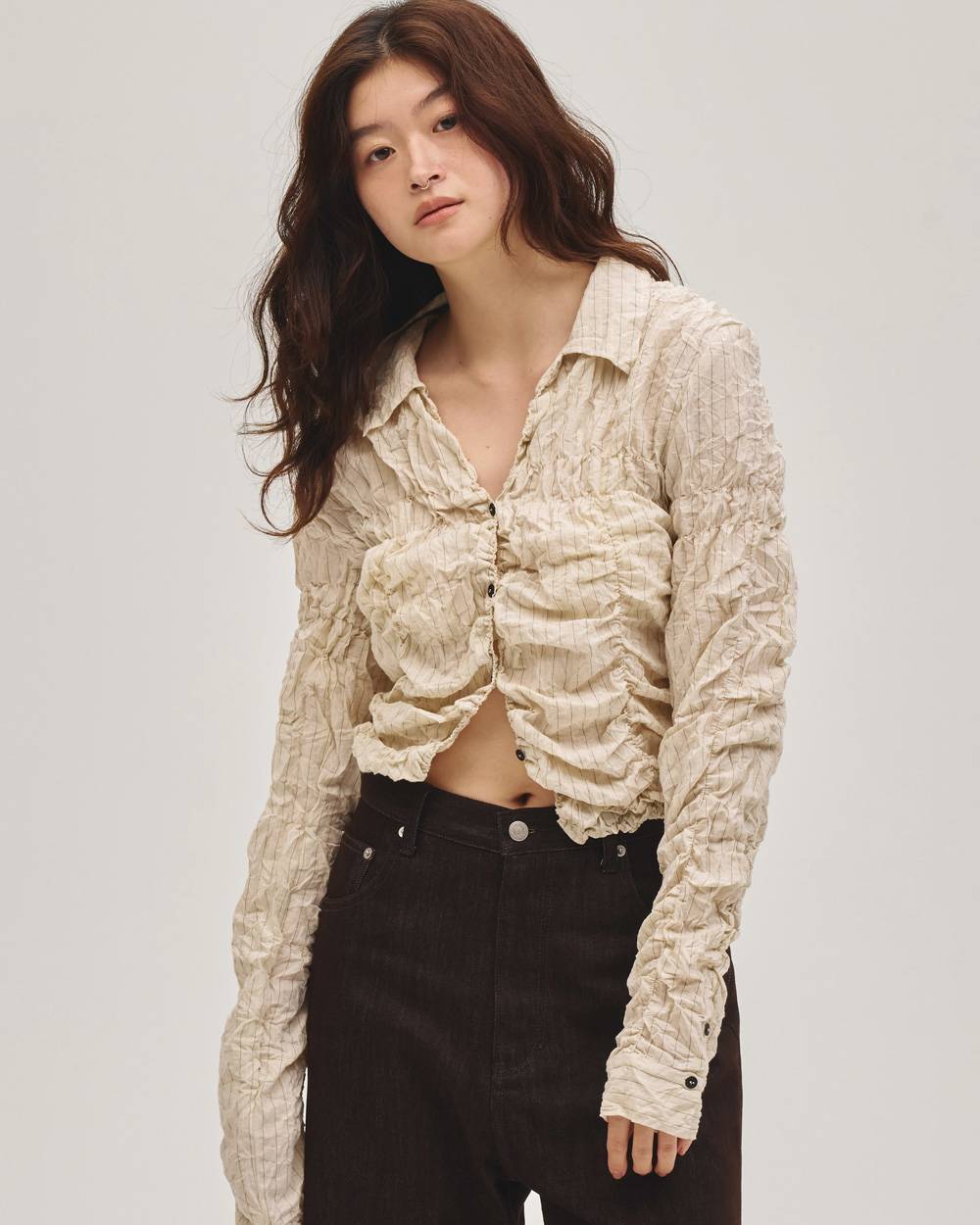 Shirring Compact Shirts Shirring Compact Shirts,シャーリングコンパクトシャツ,12710402,シャーリングシャツ,コンパクトシャツ,シャツ,トップス,,todayful,トゥデイフル,lifes,吉田怜香,27ss