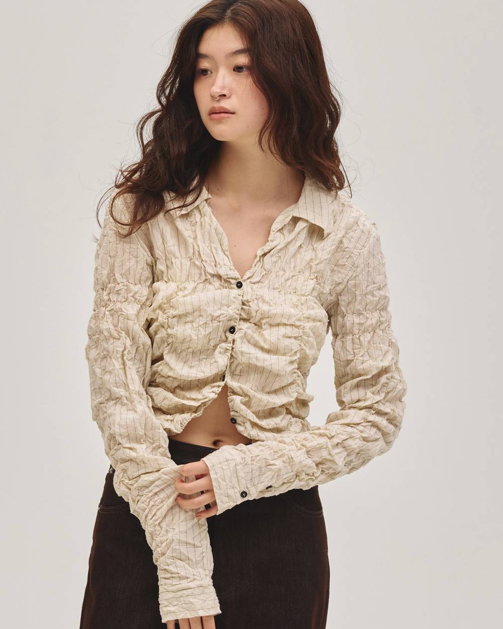 Shirring Compact Shirts Shirring Compact Shirts,シャーリングコンパクトシャツ,12710402,シャーリングシャツ,コンパクトシャツ,シャツ,トップス,,todayful,トゥデイフル,lifes,吉田怜香,27ss