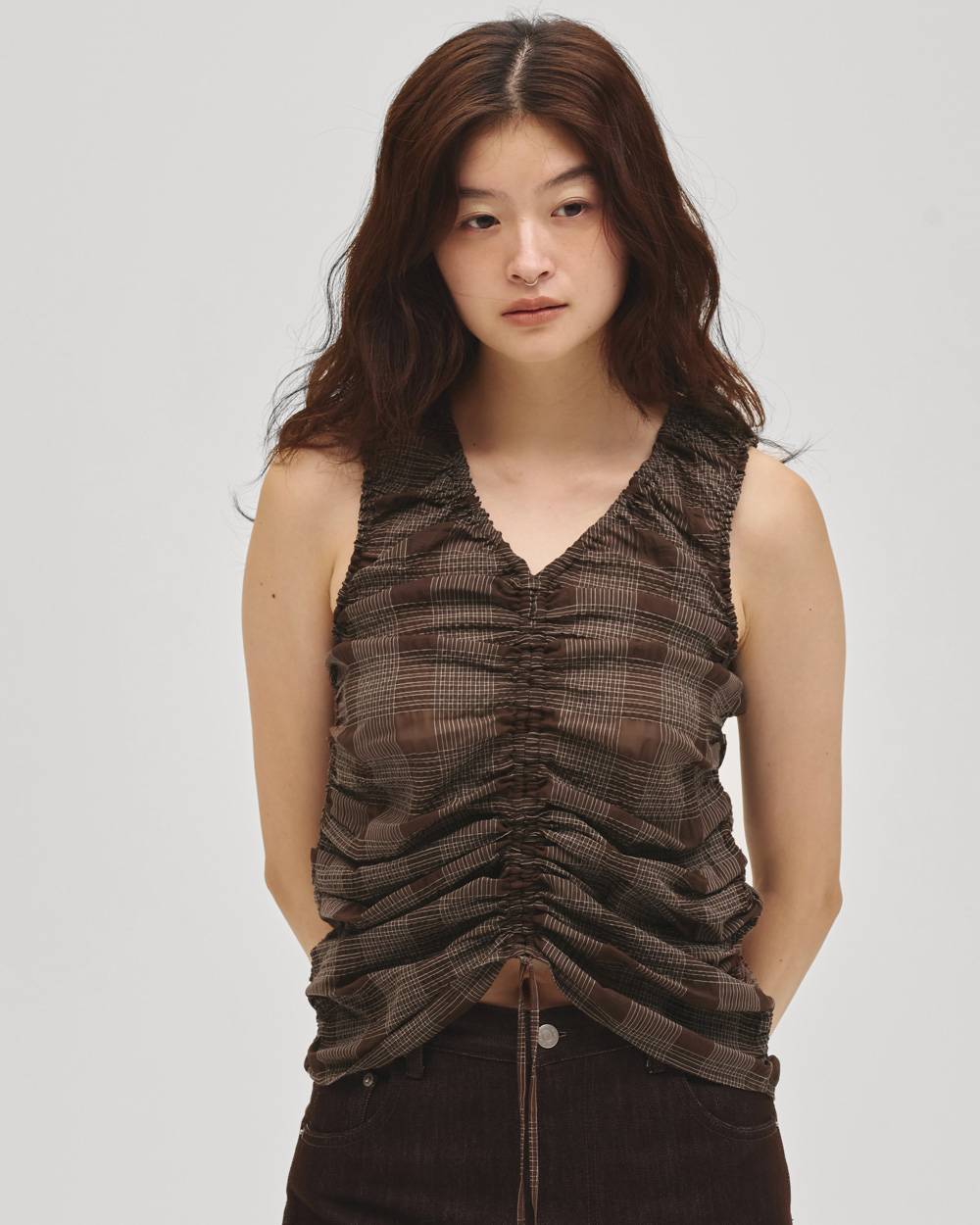 Sheer Gather Tanktop Sheer Gather Tanktop,シアーギャザータンクトップ,12710404,ギャザータンクトップ,シアータンクトップ,タンクトップ,トップス,todayful,トゥデイフル,lifes,吉田怜香,27ss