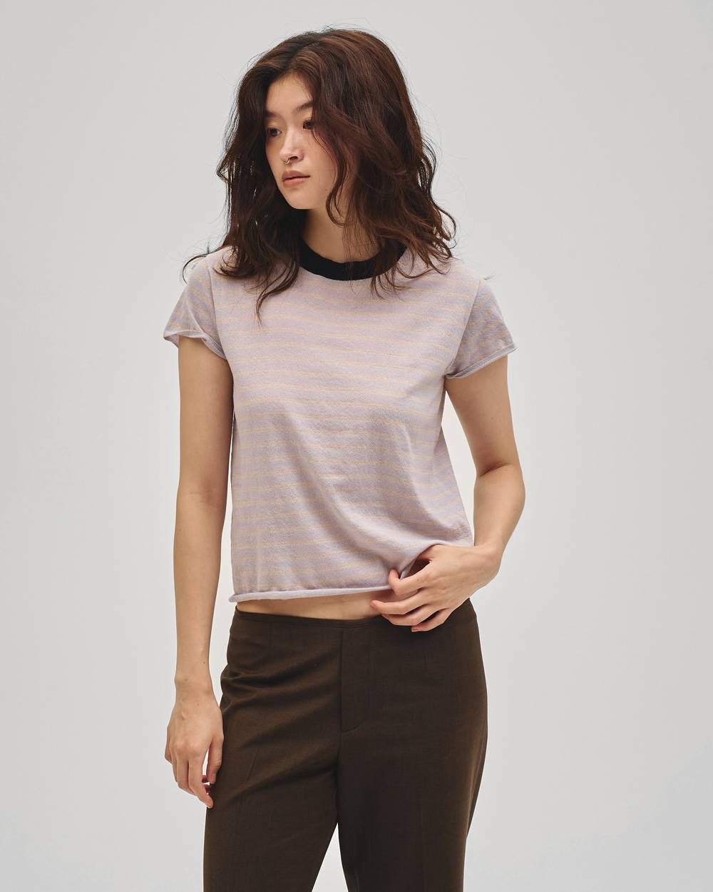 Border Compact Knit Border Compact Knit,ボーダーコンパクトニット,12710518,ボーダーニット,コンパクトニット,ボーダーニットTシャツ,ニットシャツ,todayful,トゥデイフル,lifes,吉田怜香,27ss