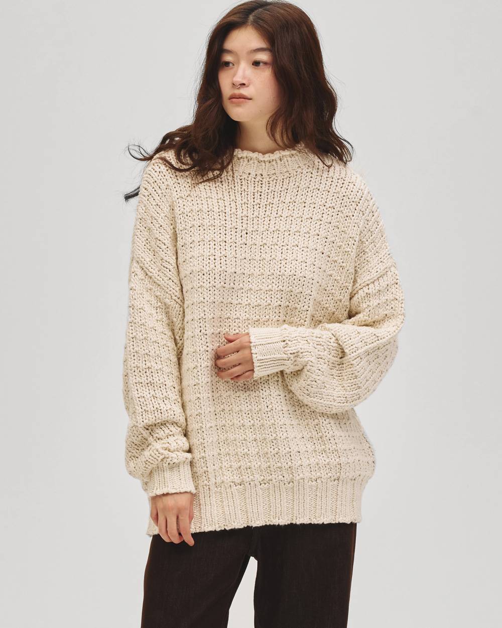 Cotton100% Lowgauge Knit Cotton100% Lowgauge Knit,コットン100%ローゲージニット,12710520,ウール100%,ローゲージ,ニット,ローゲージニット,ニットトップス,セーター,todayful,トゥデイフル,lifes,吉田怜香,27ss