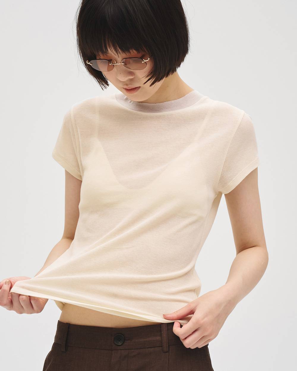 Sheer Fraice T-shirts Sheer Fraice T-shirts,シアーフレースTシャツ,12710610,フレースTシャツ,シアーTシャツ,tシャツ,トップス,カットソー,todayful,トゥデイフル,lifes,吉田怜香,27ss